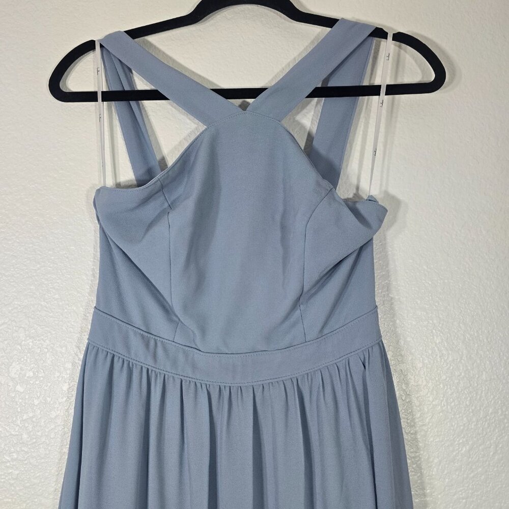 Lulus Air of Romance Maxi Dress Women Small Blue Halter Neck Bridesmaid Party - Picture 2 of 9